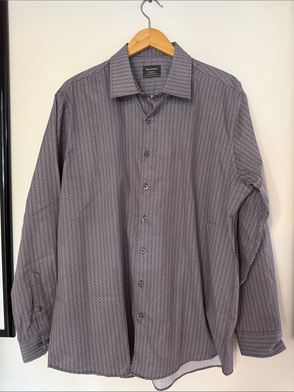 Van Heusen Men's Long-Sleeve Patterned Dress Shirt - Gray